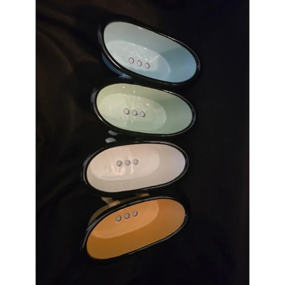 Blue Stallion Set of 4 Ceramic Clawfoot Bathtub Soap‎ Dishes Pastel
